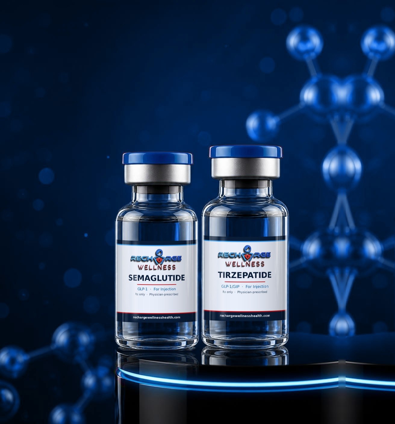 Recharge Wellness semaglutide and tirzepatide vials