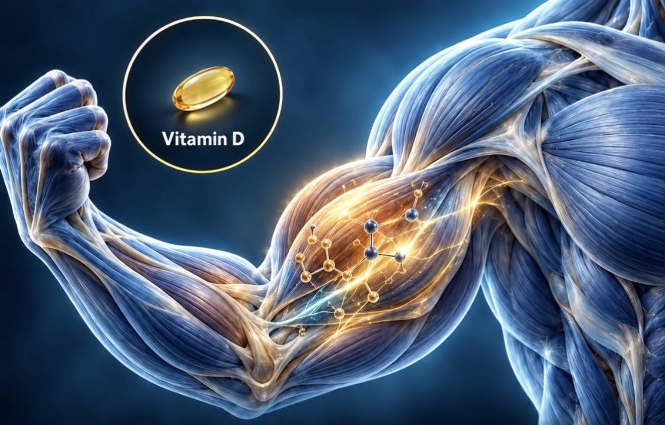 Illustration of vitamin D supporting muscle